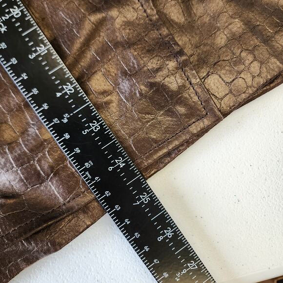 Vintage Hugo Buscati Brown Leather Skirt Size 12 - Picture 4 of 5